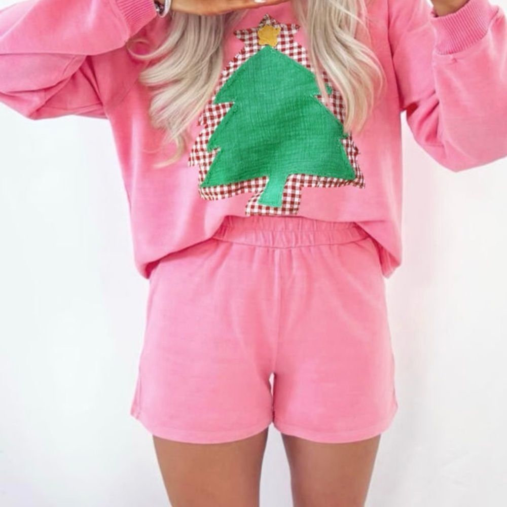 Pink Patchwork Christmas Tree Short Set - Picture 4 of 4